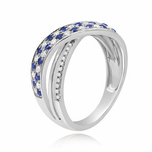 0.39ct Diamond and 0.33ct Sapphire Ring set in 14KT White Gold / R09988A