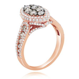 0.78ct White and 1.08ct Brown Diamond Ring set in 14KT Rose Gold  / R14555BRN