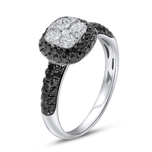 0.45ct White and 0.80ct Black Diamond Ring set in 14KT White Gold / R14578WBK