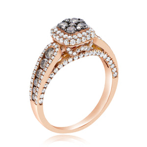 0.76ct White and 0.75ct Black Diamond Ring set in 14KT Rose Gold / R14790BRN