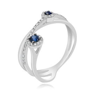 0.16ct Diamond and 0.16ct Sapphire Ring set in 14KT White Gold / R16299F