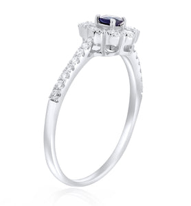 0.36ct Diamond and 0.16ct Sapphire Ring set in 14KT White Gold / R17958A3