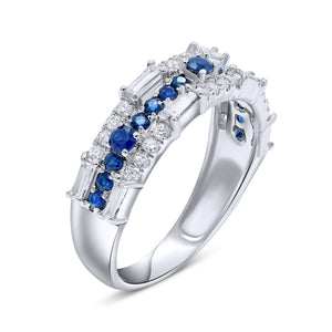 0.49ct Diamond and 0.48ct Sapphire Ring set in 14KT White Gold / R18159C