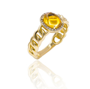 0.07ct Diamond and 1.29ct Citrine Ring set in 14KT Yellow Gold / R18204