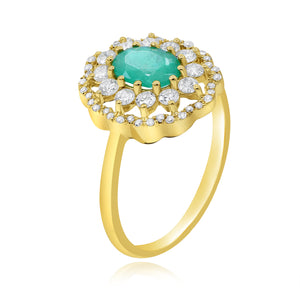 0.45ct Diamond and 0.65ct Emerald Ring set in 14KT Yellow Gold / R20673E