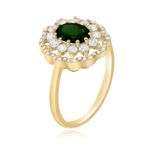 0.50ct Diamond and 0.85ct Emerald Ring set in 14KT Yellow Gold / R20673F