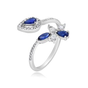 0.32ct Diamond and 0.91ct Sapphire Ring set in 14KT White Gold / R22368F