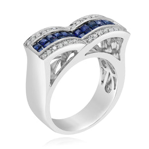 0.30ct Diamond and 1.05ct Sapphire Ring set in 14KT White Gold / R2295SP