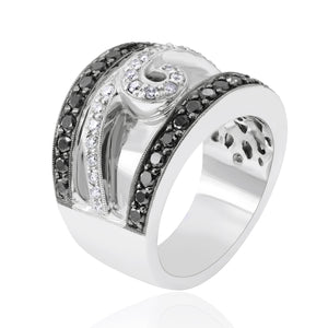 1.25ct White and Black Diamond Ring set in 14KT White Gold / R2480A