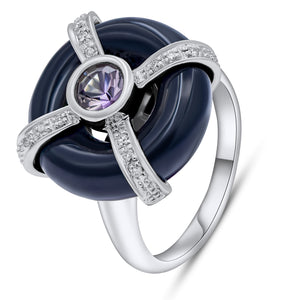0.07ct Diamond and 0.40ct Amethyst Ring set in 14KT White Gold  / R3179