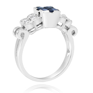0.39ct Diamond and  0.95ct Sapphire Ring set in 14KT White Gold / R3336S
