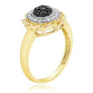 0.11ct White and 0.19ct Black Diamond Ring set in 14KT White and Yellow Gold / R34270B