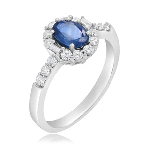 0.44ct Diamond and 0.93ct Sapphire Ring set in 14KT White Gold / R4842S3
