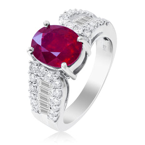 0.93ct Diamond and 3.66ct Ruby Ring set in 18KT White Gold / R5116R