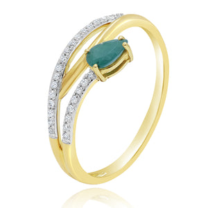 0.08ct Diamond and 0.20ct Emerald Ring set in 14KT Yellow Gold / R51534G