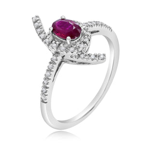 0.14ct Diamond and 0.57ct Ruby Ring set in 18KT White Gold / R5373