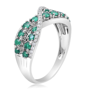 0.10ct Diamond and 0.62ct Emerald Ring set in 14KT White Gold / R53799E