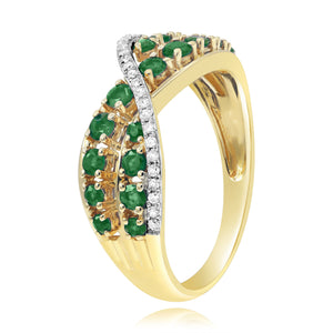 0.10ct Diamond and 0.64ct Emerald Ring set in 14KT Yellow Gold / R53799F