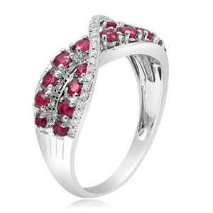 0.10ct Diamond and 0.73ct Ruby Ring set in 14KT White Gold / R53799
