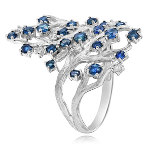 0.10ct Diamond and 1.10ct Sapphire Ring set in 14KT White Gold / R54506A