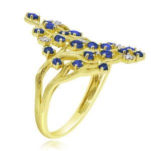 0.11ct Diamond and 1.25ct Sapphire Ring set in 14KT Yellow Gold / R54506H
