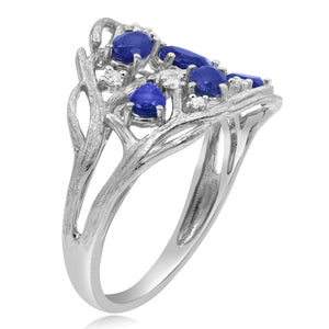 0.09ct Diamond and 1.12ct Sapphire Ring set in 14KT White Gold / R54516C