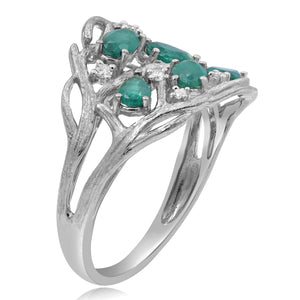 0.09ct Diamond and 1.12ct Emerald Ring set in 14KT White Gold / R54516E