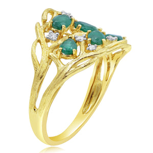 0.09ct Diamond and 0.92ct Emerald Ring set 14KT Yellow Gold / R54516F