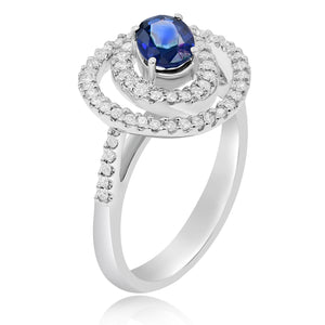 0.38ct Diamond and 0.90ct Sapphire Ring set in 18KT White Gold / R5561