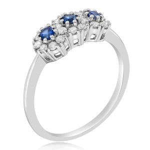 0.37ct Diamond 0.37ct Sapphire Ring set in  18KT White Gold / R5967
