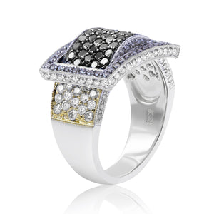 1.03ct White, 0.35ct Brown and 0.81ct Black Diamond Ring set in 14KT White Gold / R6001