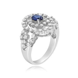 1.10ct Diamond and 0.49ct Sapphire Ring set in 18KT White Gold / R6099S