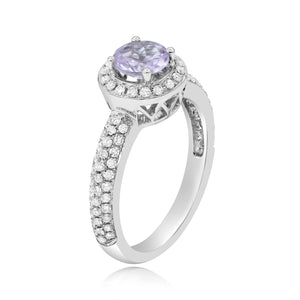 0.49ct Diamond and 0.72ct Pink Amethyst Ring set in 18KT White Gold / R6806