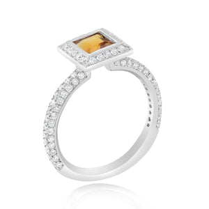 0.72ct Diamond and 0.72ct Citrine Ring set in 18KT White Gold / R6807C