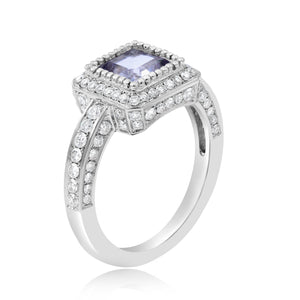 1.02ct Diamond and 1.02ct Amethyst Ring set in 18KT White Gold / R6808A