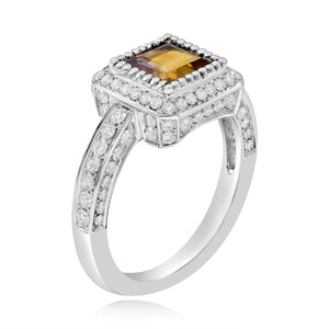 1.02ct Diamond and 0.96ct Citrine Ring set in 18KT White Gold / R6808C
