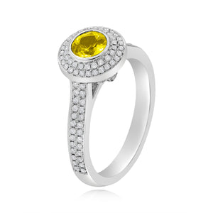 1.00ct Diamond and 0.85ct Citrine Ring set in 18KT White Gold / R6809C