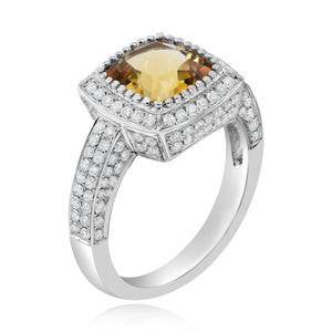 1.09ct Diamond and 2.01ct Citrine Ring set in 18KT White Gold / R6810C
