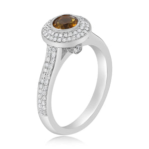 0.40ct Diamond and 0.39ct Citrine Ring set in 18KT White Gold / R6816C