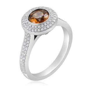 0.46ct Diamond and 0.88ct Citrine Ring set in 18KT White Gold / R6817C