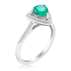 0.14ct Diamond and 0.83ct Emerald Ring set in 14KT White Gold / R8148E