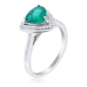 0.15ct Diamond and 1.51ct Emerald Ring set in 14KT White Gold / R8149E