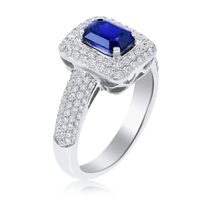 0.71ct Diamond and 1.36ct Sapphire Ring set in 18KT White Gold / R8740