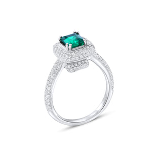 0.83ct Diamond and 0.99ct Emerald Ring set in 18KT White Gold / R8886E2