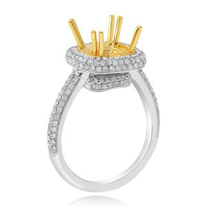0.75ct Diamond Semi Mounts Ring set in 14KT White and Yellow Gold / R8994E