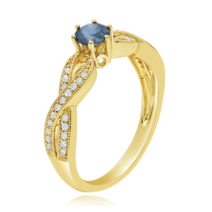 0.15ct White and 0.38ct Blue Diamond Ring set in 14KT Yellow Gold / R9232BA