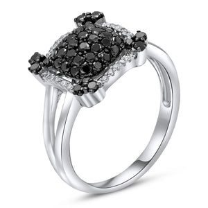 0.10ct White and 0.56ct Black Diamond Ring set in 14KT White Gold / R9705