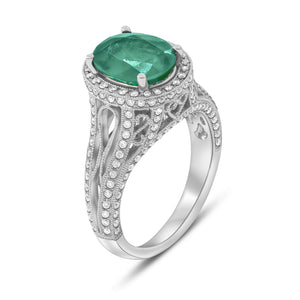 0.75ct Diamond and 2.15ct Emerald Ring set in 18KT White Gold / RA839C
