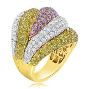 4.25ct White, 3.40ct Yellow and 2.60ct Pink Diamond Ring set in 18KT White, Yellow and Rose Gold / RB823M
