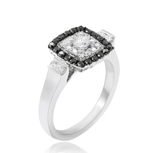 0.50ct White and 0.31ct Black Diamond Ring set in 14KT White Gold / RC457